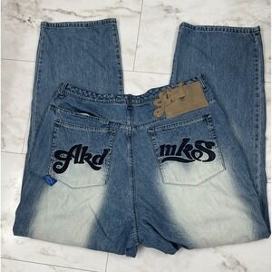 Akademiks Jeans Mens Size 40 (38) Blue Y2k Hip Hip Skate 2000s 1990s! VTG.